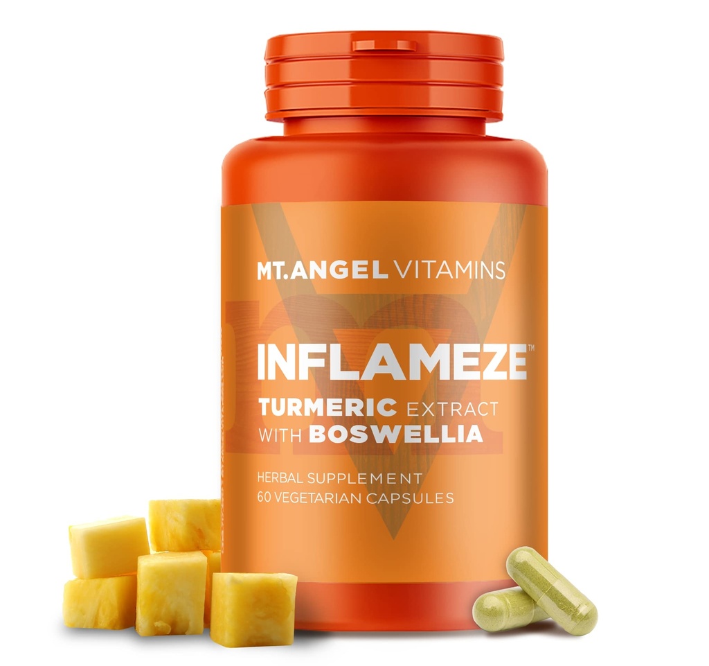 Mt. Angel Vitaminas - InFlamEze, Boswellia, Curcumin, Quercetin, Bromelain (60 cápsulas vegetarianas)