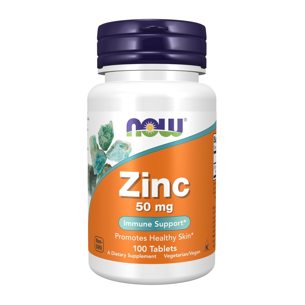 AHORA Suplementos de alimentos, Zinc (Zinc Gluconate) 50 mg, soporta las funciones de enzima*, Immune Support*, 100 tabletas