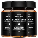Boost de barba en vivo - Crecimiento de barba Vitaminas para hombres con biotina, colagen, silica, raíz de chorro de espuma - Crecimiento facial del cabello para hombres, hecho en los EE.UU.