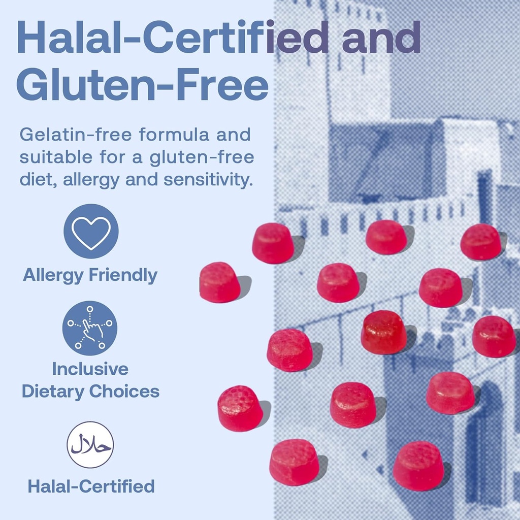 786 Vitaminas de Boosto de Biotina - Vitaminas de Gummy Halal para el cabello, Piel &amp; uñas - Vegan, Sin gluten, 10,000mcg Por Serving [Potencia más alta]