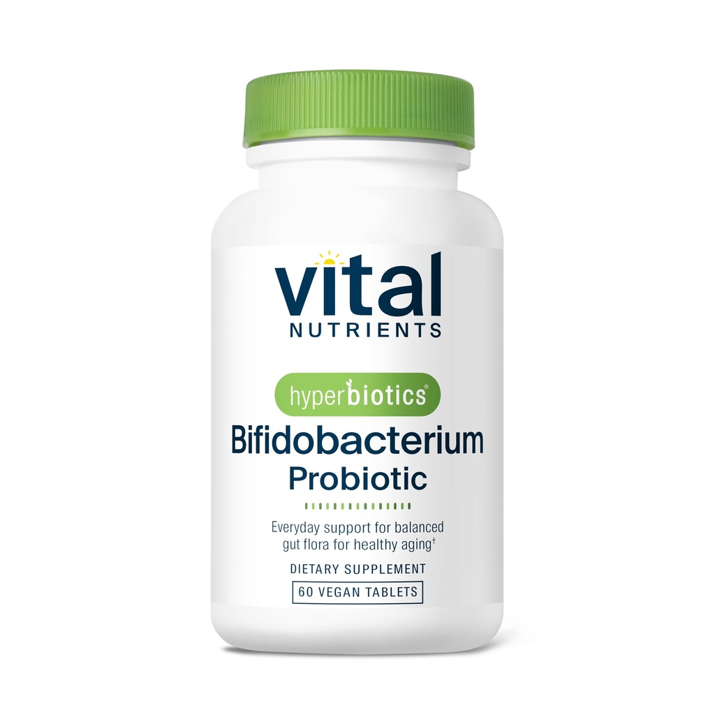 Hyperbiotics Vital Nutrients Bifidobacterium Probiótico TEN 7 Strains Targeted TEN Supports Immune and Digestive Health for Older Adults TEN Shelf-Stable TEN Vegan TEN 60 Tablets