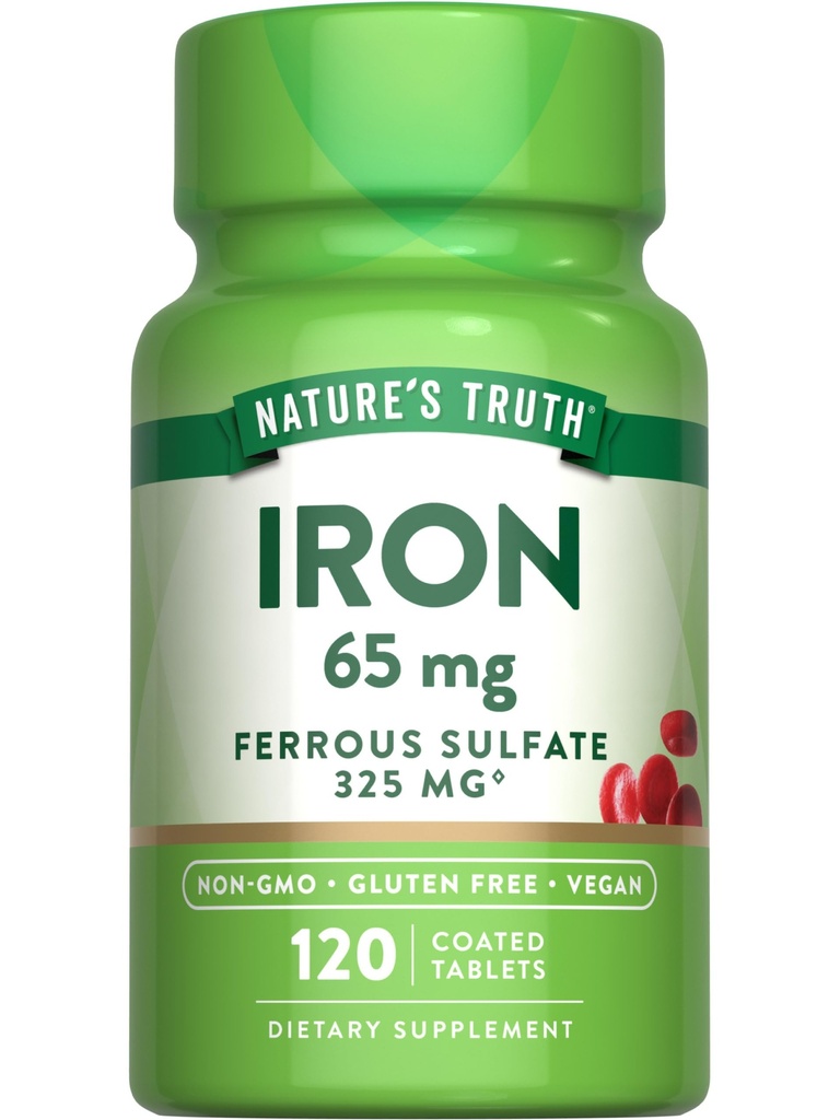 Verdadero Suplemento de Hierro Silencioso 65mg Silencio 120 Tablets Silencio 325mg Sulfato Ferroso Silencio No GMO &amp; Gluten Píldoras Gratis