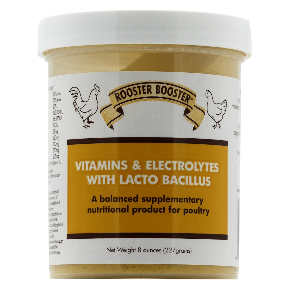 Vitaminas y electrolitos de gallo con Lactobacillus, Natural, 8 oz.