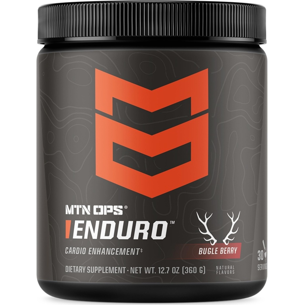MTN OPS Enduro Nitric Oxide Suplemento &amp; Stim-Free Pre Workout - 30 Servings - con Citrato de Magnesio, Powder de Hoja, Niacinamide, L Arginine & L Citrulline - Bugle Berry Flavor