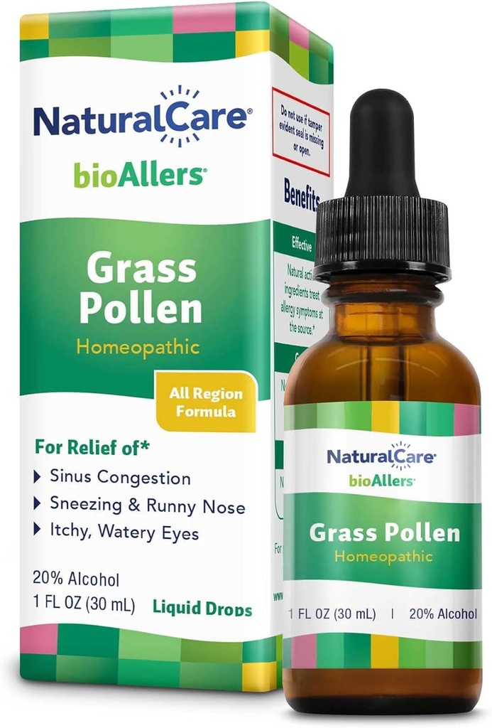 BioAllers NaturalCare Grass Pollen Homeopathic Liquid Drops, 1 Fl Oz tención puede proporcionar soporte a través de Sinus Congestion, Sneezing & Runny Nose, Itchy, Watery Eyes