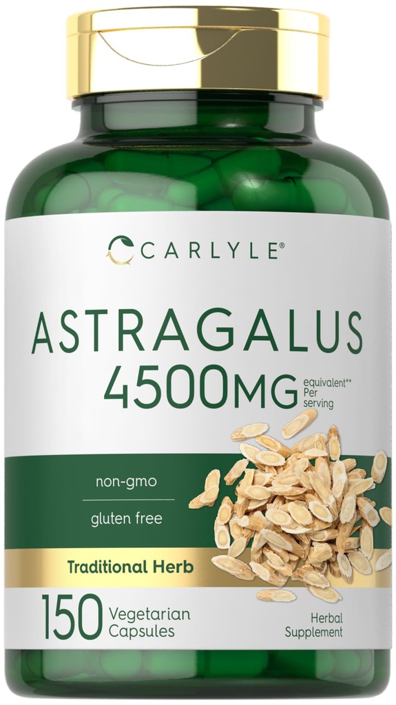 Carlyle Astragalus Root Capsules 4500mg Silencio 150 Conde Silencio Vegetariano, No GMO, Gluten Suplemento Gratis