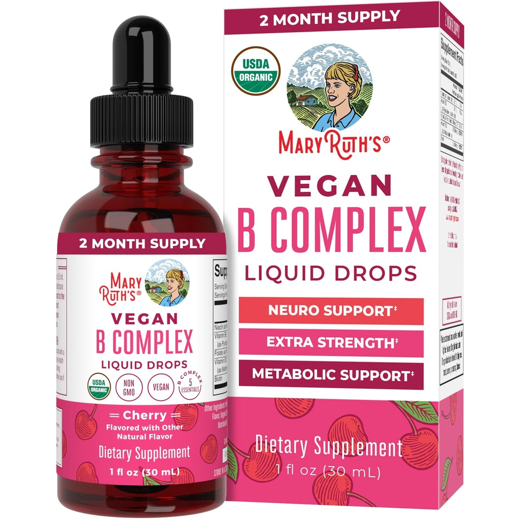 MaryRuth Orgánicas Complejo de vitamina B Vida B Vitaminas Complejo tención Biotina TEN Vitamina B12 TEN Niacin TENIDO Folate ANTE Metabólica Apoyo Suplemento Silencio Vegan Silencio USDA Orgánica Silencio No OMM ANTE Gluten Free TEN 2 Month Supply