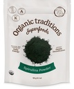 Tradiciones Orgánicas Spirulina Powder Vegan No GMO Superfood, 5.3oz (150g) Bolsa, 50 Serviciones por Bolsa