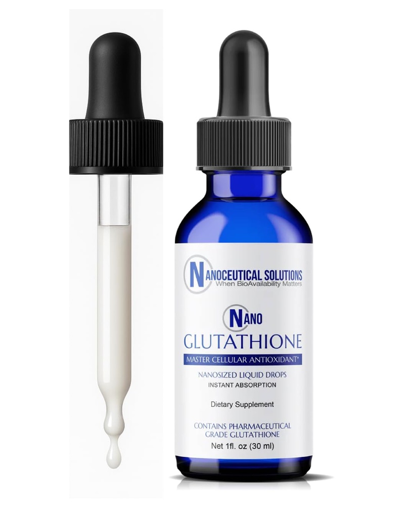 Nano Glutathione Drops by Nanoceutical Solutions, Pharmaceutical Grade Liquid Supplement, Ultra-Efficient Absorption, Up to 8 Times Higher Than Glutathione Capsules ← 30 Servings