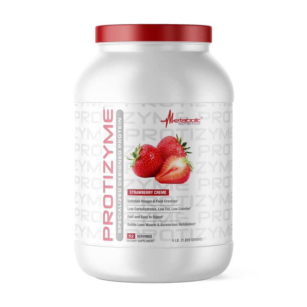 Nutrición metabólica, Protizyme, 100% Whey Protein Powder, Alta Proteína, Baja Carb, Proteína de bajo peso, Enzimas digestivas, 24 vitaminas esenciales y minerales, 4 libras (52 ser)