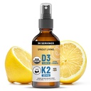 Vitamina orgánica D3 5000 UI (Lichen) + K2 120 mcg (Chickpea fermentada), Immune, Bone & Heart Health with Calcium Absorption ← Trace Minerals, Lemon " Citrus, Sugar Free, Spray (1 FL OZ, 30 Servings)