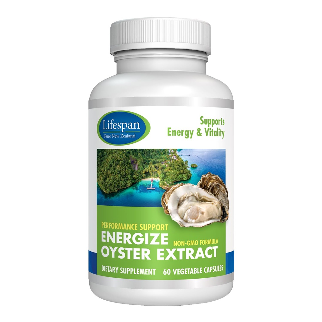 Energize Oyster Extract Supplement for Men &amp; Women - Zinc, Taurine, Amino Acids - Supports Energy and Wellsness, Manufactured in USA, 500 mg, 60 Vegetable Capsules.