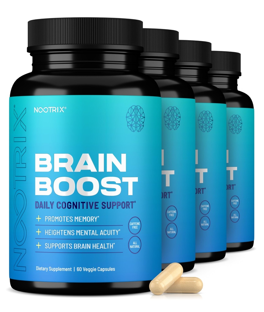 Nootrix Brain Boost Nootropic Supplement ← Apoya la memoria, el enfoque mental, la salud cognitiva y la energía sin cafeína, promueve la función sana del humor y el cerebro w/Gingko Biloba " DMAE  240 cápsulas