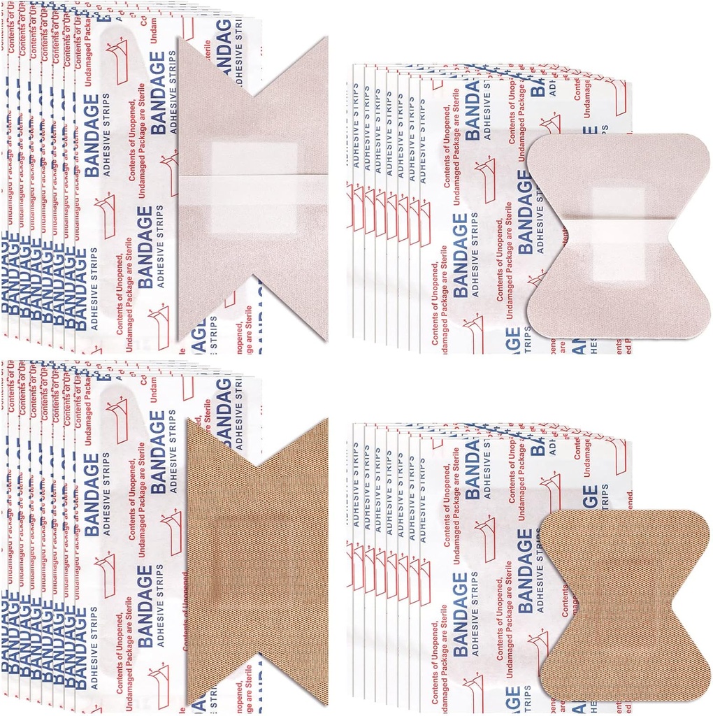 Sinmoe 100 piezas Tejido flexible Adhesivo Bandages Knuckle and Fingertip Bandages Variety Pack for Wound Care Bulk Pack for First Aid Kits en 2 tamaños, 3 x 1,5 pulgadas, 1.8 x 2 Inch(Brown)