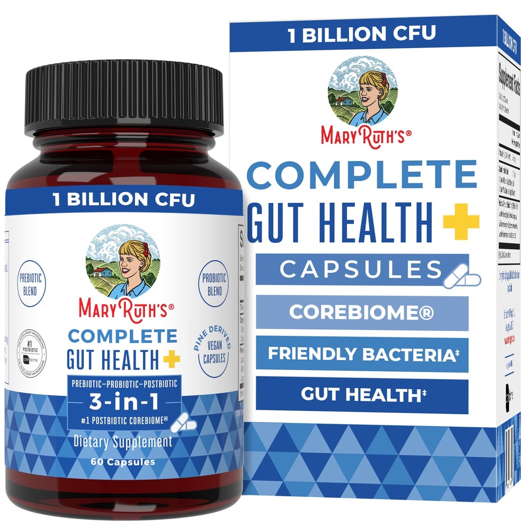 MaryRuth Organics Complete Gut Health+ Capsules Silencio 5 Probiótico Blend ← Corebiome® Silencio Vegan Gut Apoyo  Apoyo Gastrointestinal Health &amp; Microbiome