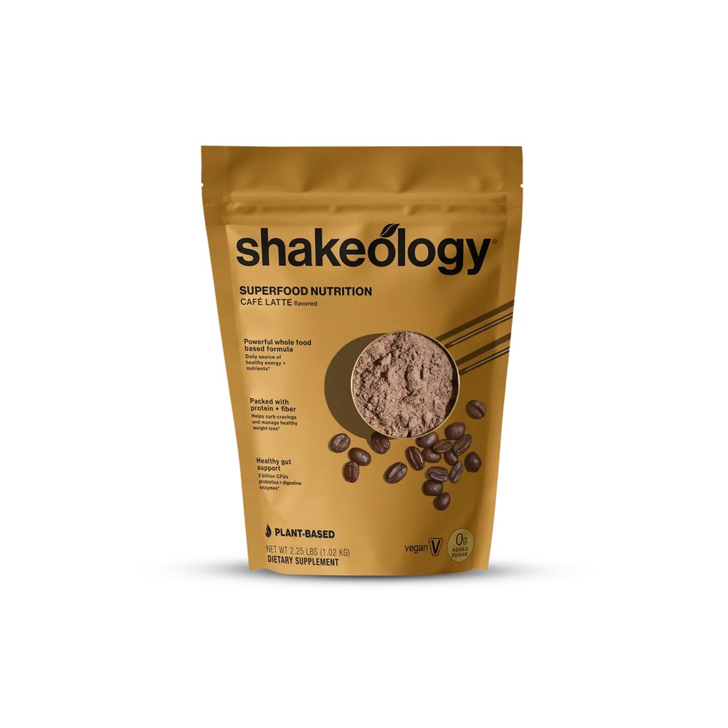 BODi Shakeology 0g Added Sugar Plant Based Protein Powder Blend, Gluten-Free Shake with Vitamins and Minerals – Helps Support Healthy Weight Loss, Lean Muscle, Gut Health – Cafe Latte, 30 Servings