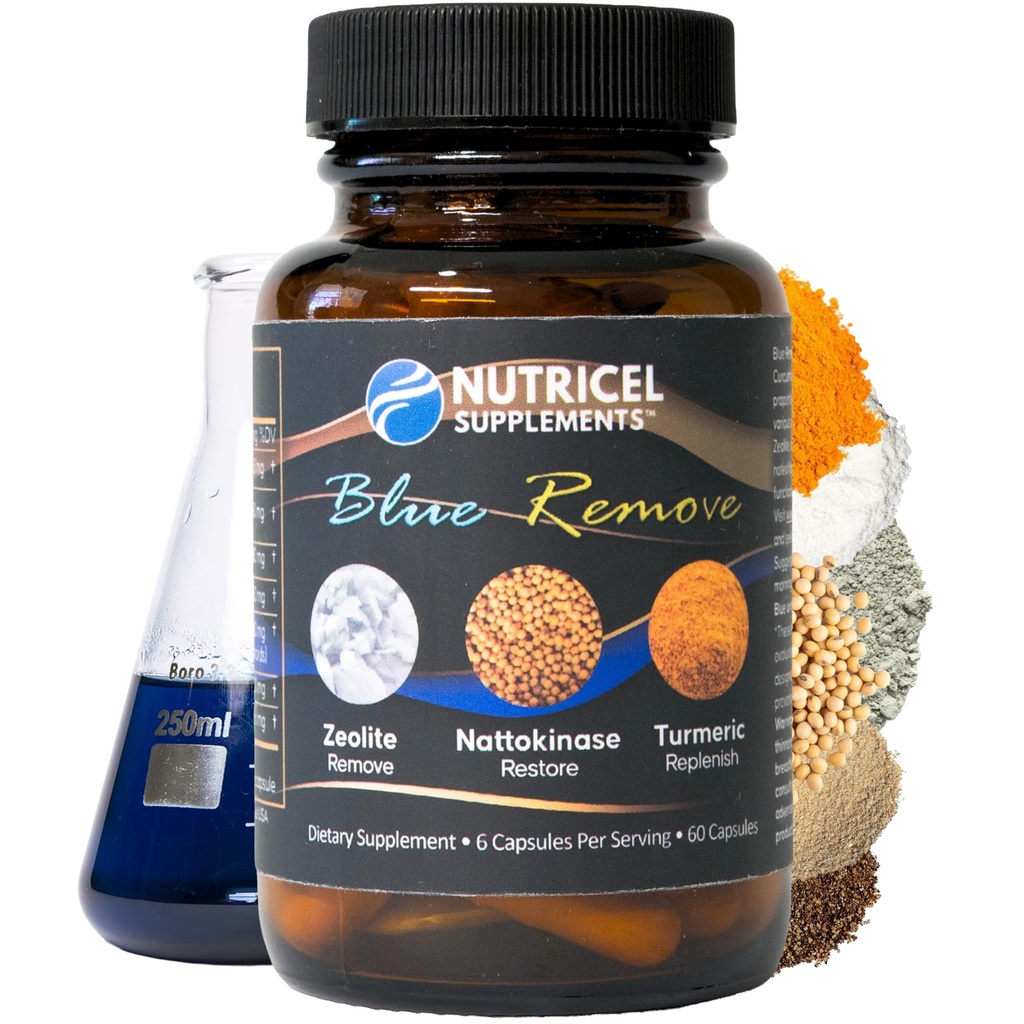 Nutricel Methylene Blue Capsules con Zeolite Micronizada, Nattokinase (No-GMO), Turmeric, Bromelain y NAC - Confeccionado Made in America Brand - 18mg (Conformidad de Referencia de USP) Third Party Tested (60ct)