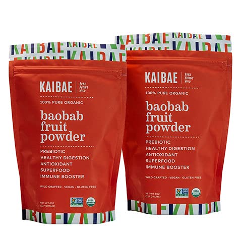 Premium Orgánica Baobab Powder I Prebiótico Gut Health, Intermittent Fasting, Inmunity, Hydration TEN Vitamina C, Polyphenols, Minerals ← Fiber Supplement TEN 16 oz.