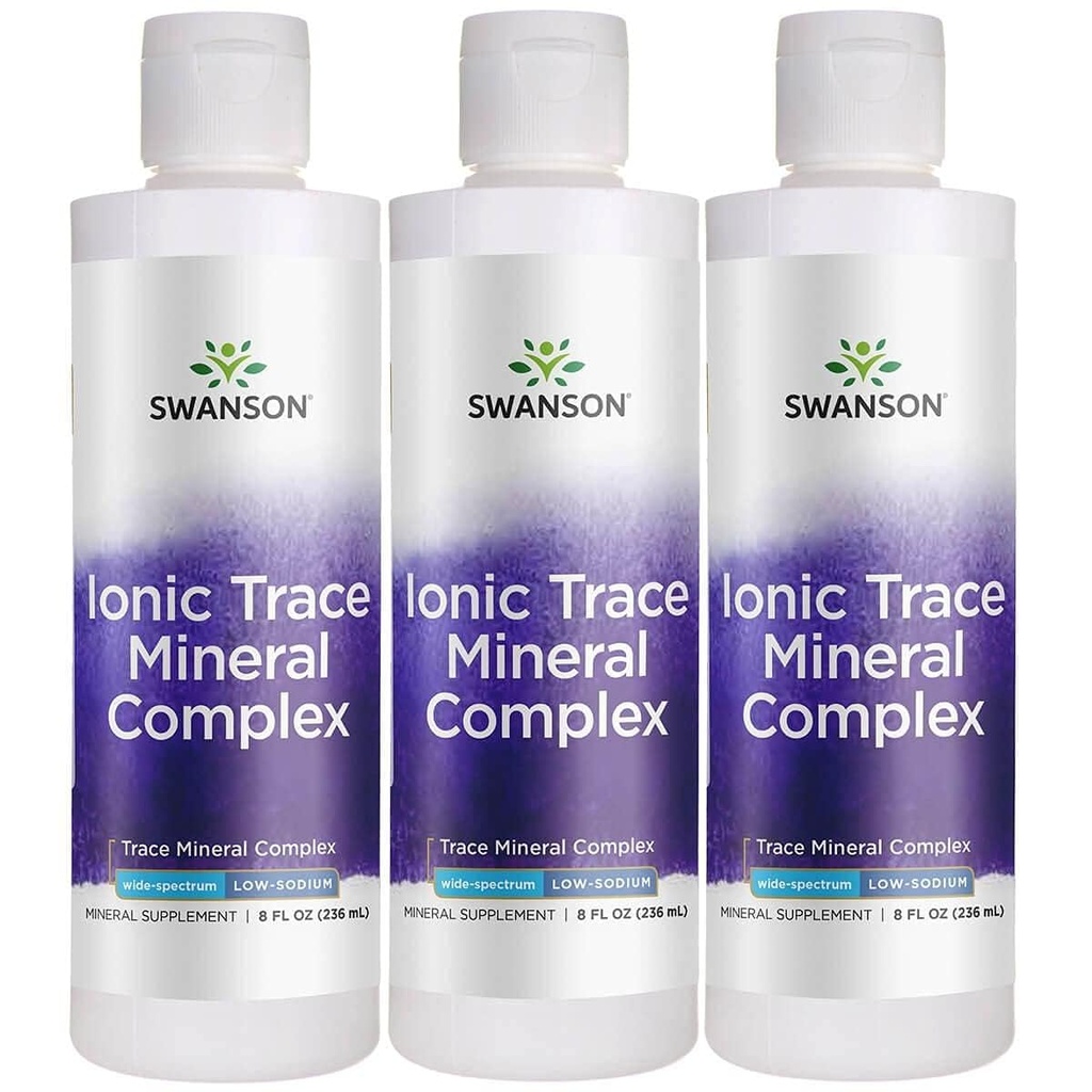 Swanson Concentrace Trace Mineral Drops 8oz-Completo Mineral Complex for Energy, Hydration, & Electrolyte Balance Over 72 High Absorption Ionic Minerals such as Magnesium, Potassium, Calcium (3 Pack)