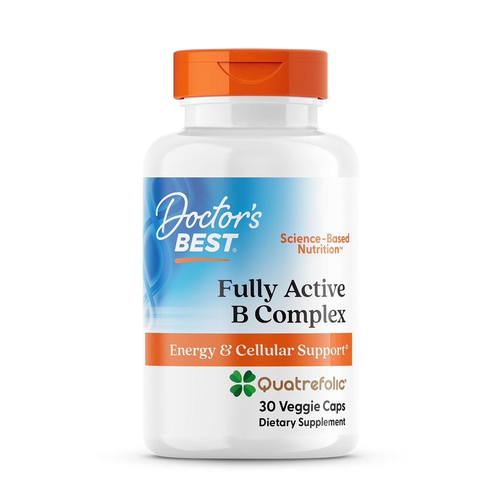 Médicos Best Fully Active B Complex, Energy & Cellular Support, Non-GMO, Gluten Free, Soy Free, Vegan 30 Veggie Caps