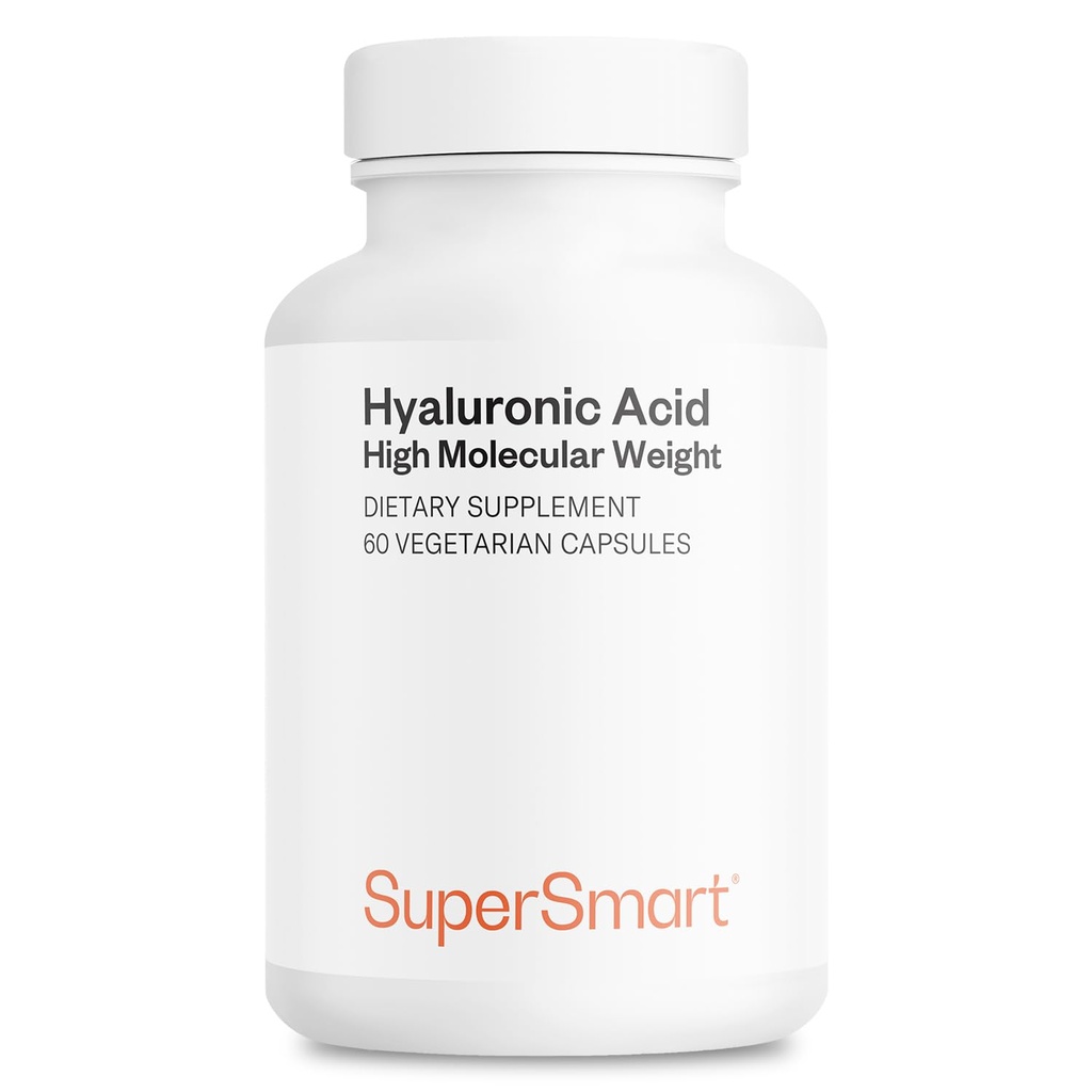 Supersmart Hyaluronic Acid Supplement 300mg per Day (Sodium Hyaluronate) - High Molecular Weight 1.2 Million Daltons ← Non-GMO & Gluten Free - 60 Vegetarian Capsules