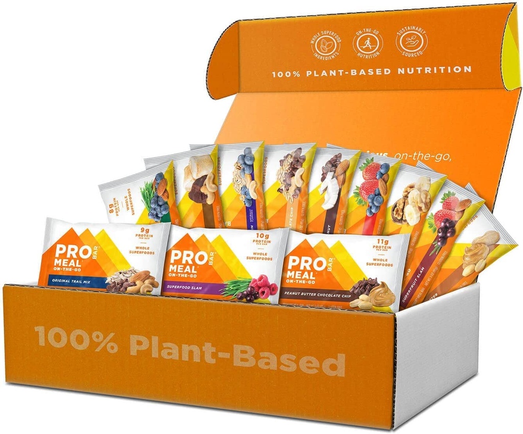 PROBAR - Meal Bar 12 Flavor Variety Pack - Energía natural, No GMO, Libre de gluten, Ingredientes de alimentación integral de base vegetal, 3 onzas (Pack of 12) - Sabores Mayo Vary