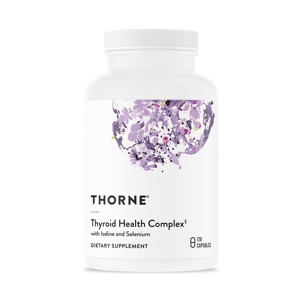 THORNE - Complejo de salud tiroidea - Cofactores tiroideos para función tiroidea Soporte* - Vitaminas B12, C & E, Ashwagandha, Iodine, Zinc, Selenium, Copper & L-Tyrosine - Certificado de terceros - 120 cápsulas