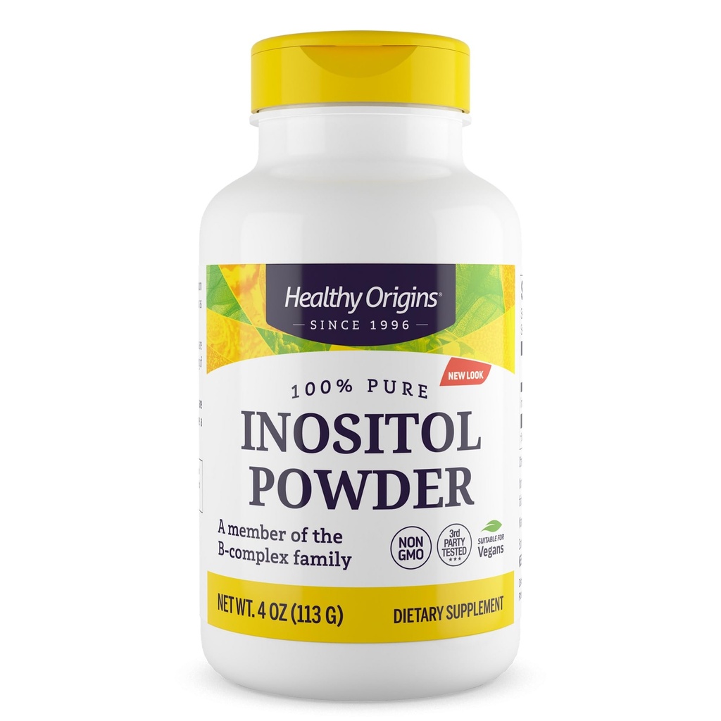 Orígenes saludables Inositol Powder, 113 g - para la piel, el pelo &amp; la salud de uñas - Vitamina B8 Powder Suplemento - Parte de la familia Complejo B - Vegan, No GMO &amp; Gluten-Free Suplemento - 4 Oz