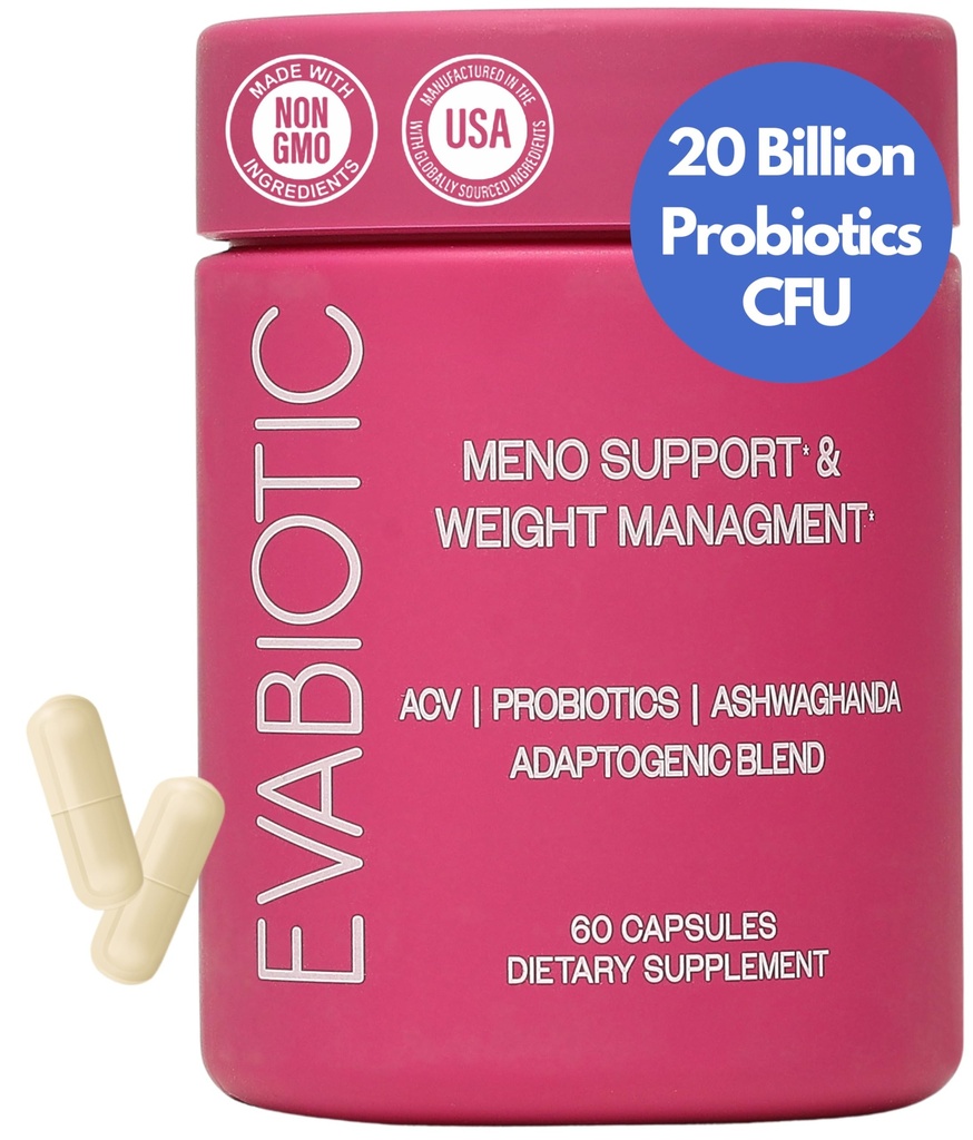 Vitaminas de la menopausia completas - Ashwaghanda, Probióticos, ACV para la gestión de peso, Flash calientes, sudaderas nocturnas, rubor, equilibrio hormonal - Vegan 60 cápsulas suplementos de la menopausia para mujeres no GMO