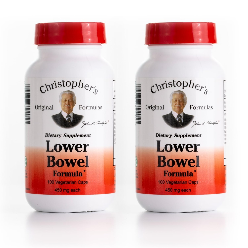 Christopher's Original Formulas Lower Bowel Cleanse Formula Capsules - Herbal Laxative Colon Cleanse y Gut Cleanse 100 ct. - Pack de 2