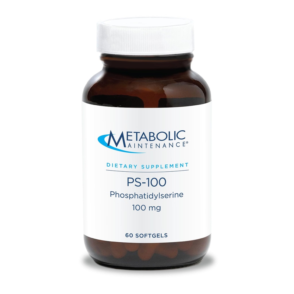 Mantenimiento metabólico PS-100 Phosphatidylserine, 100mg - Suplemento de Soporte Memoria Normal + Cognición, Promueve el sueño relajante (60 Softgels)