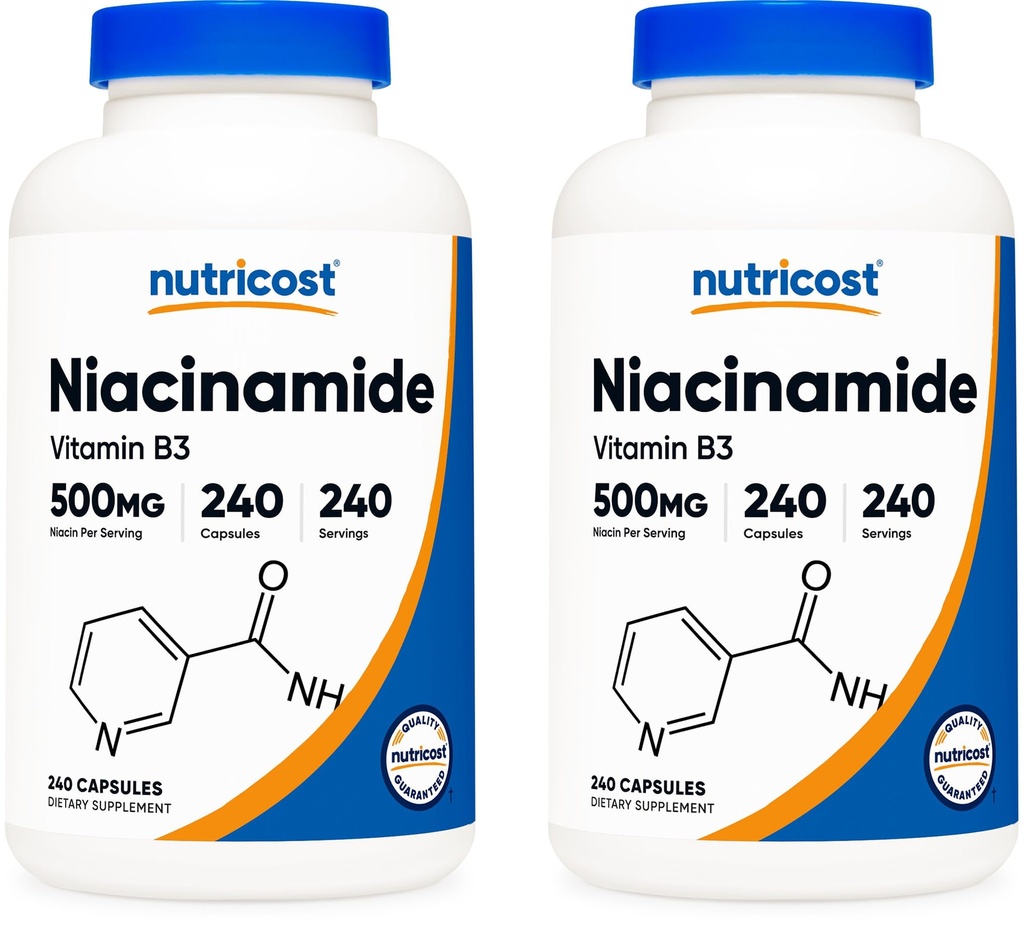 Nutricost Niacinamide (Vitamin B3) 500mg, 240 cápsulas (2 botellas)