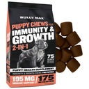 Bully Max 2-en-1 Puppy Treats Soft Chews for Immunity & Growth - Dog Vitamins & Suplementos - Essential Multivitamin Food Topper for Health &amp; Immune Support - Small, Medium &amp; Large Breed Puppies
