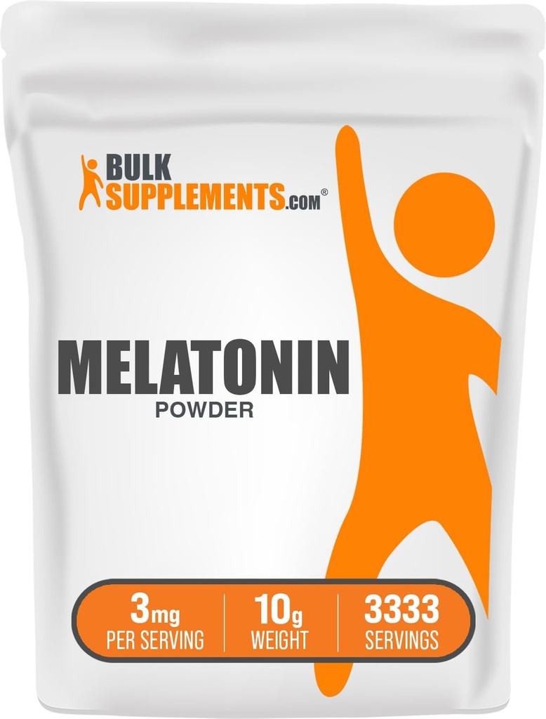 BulkSupplements.com Melatonin Powder - Pure Melatonin, Sleep Aid for Adults - Vegan & Gluten Free, 3 mg por Serving, 10g (0.35 oz) (Pack of 1)