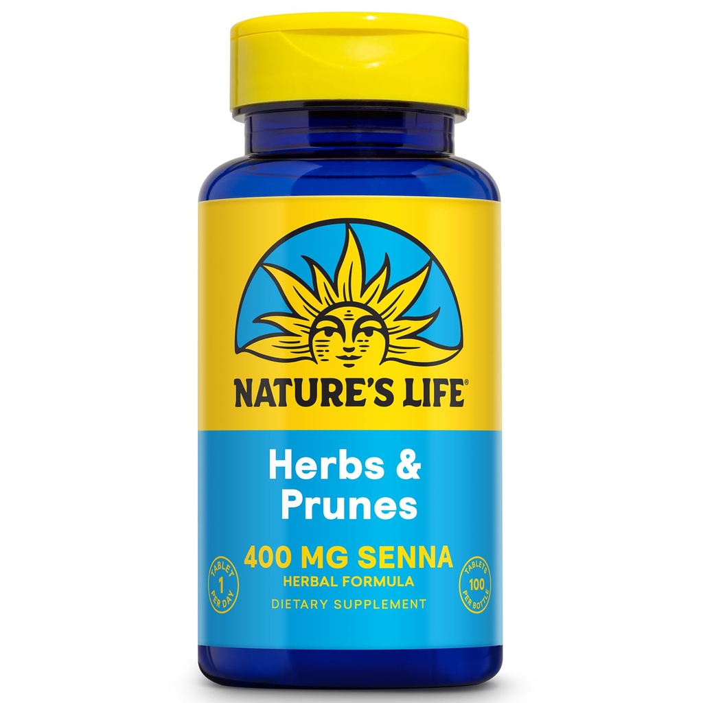 La vida de la naturaleza Herbs & Prunes ← 400mg Senna &amp; Herbal Blend for Healthy Digestion Support ← Non-GMO peru 100 Tabs, 100 Serv.