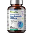 biophix B-3 Nicotinamide 1500 mg 60 Tablets Maximum Strength - Nicotinic Amide Niacin Natural Flush-Free Vitamina Fórmula - Supports Skin Cell Health