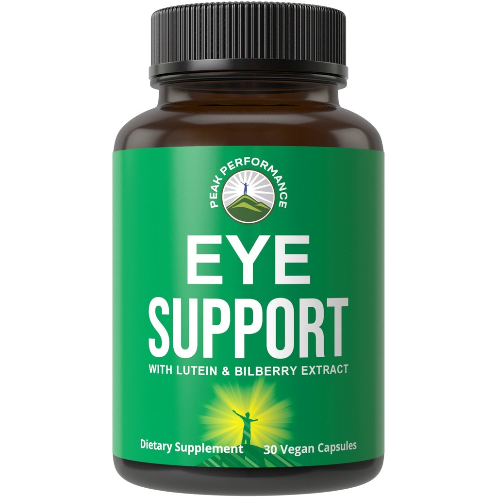 Rendimiento de pico Vitaminas Ojo - Complemento de soporte Macular con Lutein, Zeaxanthin, Astaxanthin, Carotenoides, Extracto de Bilberry. Cápsulas para Ojos Envejecidos, Computadora, Usuarios de Smartphone. Evita la degeneración