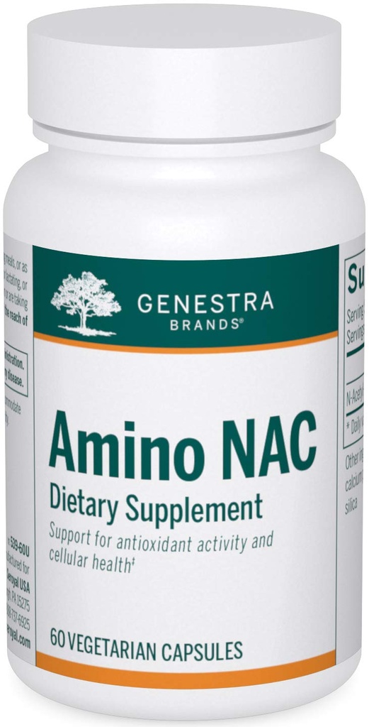 Genestra Brands Amino NAC ← Vegan N-Acetyl-L-Cysteine Fórmula ← 60 Capsules