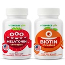 Niños Melatonina 1 mg Chewables + Biotina 5000mcg Chewables Bundle