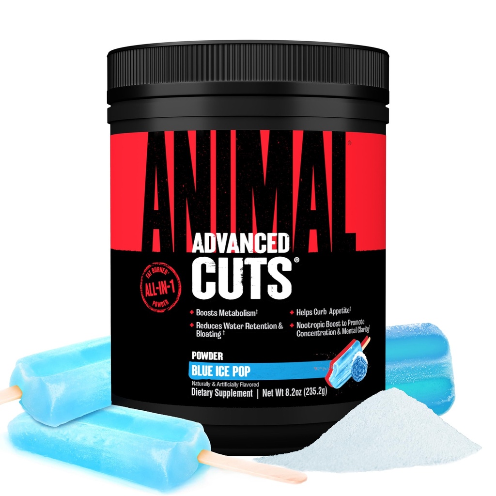 Animal Cuts Thermogenic Fat Burner Powder - Pérdida de Peso para Mujeres y Hombres para Metabolismo, Energía, Focus y Nootropic Brain Support con Ketones Appetite Suppressant - Blue Ice Pop Flavor