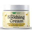 Crema de avena de ultra calmante con miel de manuka - Crema de eczema para niños y adultos - Loción anti Itch libre de esteroides para alivio de la piel seco y picante con ingredientes naturales y orgánicos
