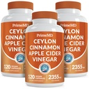 5-in-1 Ceylon Cinnamon Capsules 2355mg - Ceylon Cinnamon y Apple Sider Vinegar Capsules - Turmeric y Panax Ginseng - Suplementos de canela con Bioperina (120ct, Pack of 3)