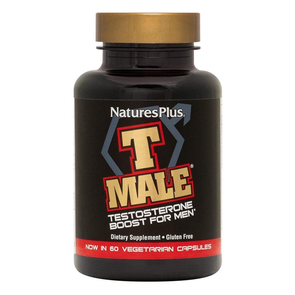 NaturesPlus T Hombre - 60 cápsulas vegetarianas - Promueve la ganancia muscular " Stamina, Mood Enhancer - Gluten Gratis - 30 servicios totales