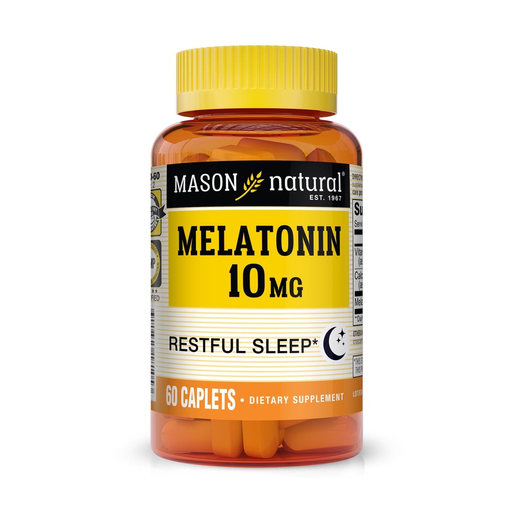 MASON NATURAL Melatonina 3 mg con B6 &amp; Calcio, Natural Sleep Aid, Supports Restful Sleep, 60 Tablets