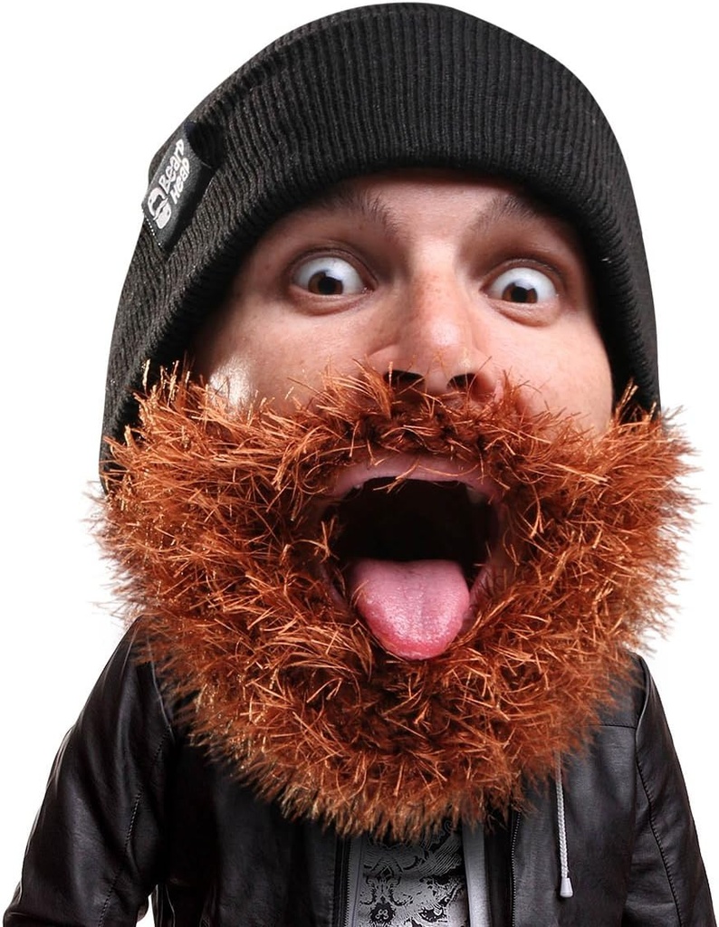Cabeza de barba Bushy Bicicleta Beanie - Gorra de cuchillo divertido y traje de barba falso Negro