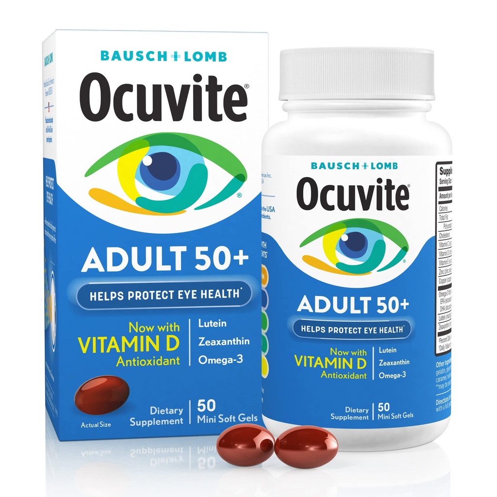 Bausch &amp; Lomb Ocuvite Adulto 50+ Ojo Vitamina &amp; Mineral Softgels 50 ea (Pack of 12)