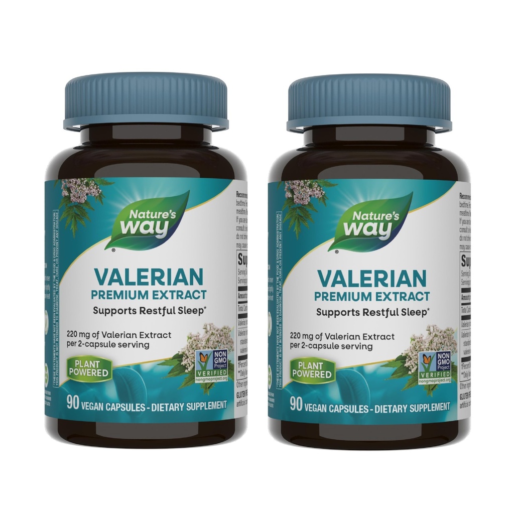 Extracto Premium de Camino de la Naturaleza - 220 mg de extracto de valeriana por 2 cápsulas Servir - Soportes Descanso sueño* - Proyecto No-GMO Verificado - Suplementos Herbales - Gluten Gratis - 90 cápsulas (2 Pack)
