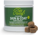 Alergia &amp; Alivio de Itch para perros – Skin & Coat Soft Chews w/Omega-3, Fish Oil, Biotin, Collagen – Reduce la cama, promueve la piel sana y la piel brillante – 60ct