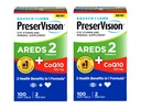 PreserVision Eye Vitamina &amp; Suplemento Mineral AREDS 2 Fórmula + CoQ10, 2-en-1 Beneficios de la salud, 100 Softgels (2 por día) Pack de 2