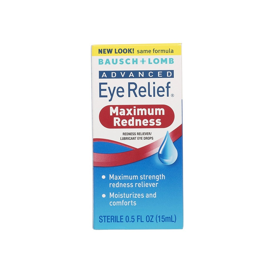 Bausch y Lomb Advanced Redness Relief Drops, 0,5 onzas - 3 por caso.